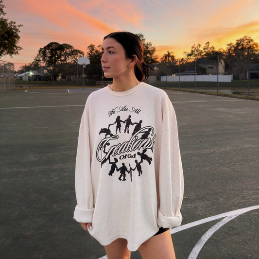 creations of God waffle knit crew
