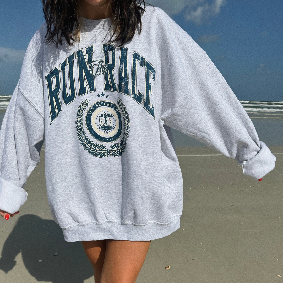 run the race crewneck